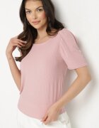 glo-story Tricou Roz Rebrat cu pliuri la mâneci Kolanovia