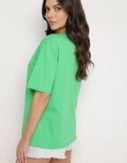 glo-story Tricou verde de bumbac cu imprimeu decorativ Delmari