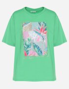 glo-story Tricou verde de bumbac cu imprimeu decorativ Delmari