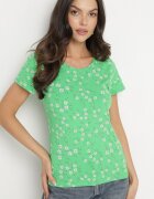 glo-story Tricou Verde din Bumbac cu Flori Savilisse