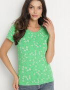 glo-story Tricou Verde din Bumbac cu Flori Savilisse