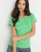 glo-story Tricou Verde din Bumbac cu Flori Savilisse