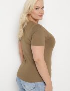 glo-story Tricou Verde închis din bumbac cu mânecă scurtă și imprimeu metalic și cu zirconii Sanesti