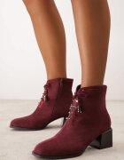 gogo gogo Botine cu toc cu fundă inserții metalice și zirconii Velerna Bordo