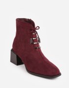 gogo gogo Botine cu toc cu fundă inserții metalice și zirconii Velerna Bordo