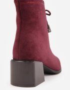 gogo gogo Botine cu toc cu fundă inserții metalice și zirconii Velerna Bordo
