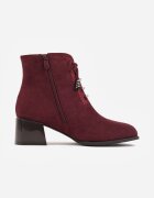 gogo gogo Botine cu toc cu fundă inserții metalice și zirconii Velerna Bordo