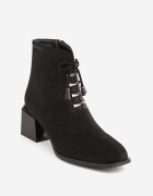 gogo gogo Botine cu toc cu fundă inserții metalice și zirconii Velerna Negre