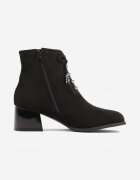 gogo gogo Botine cu toc cu fundă inserții metalice și zirconii Velerna Negre