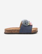gogo gogo Papuci Bleumarin Cu Aplicații Florale Redevare