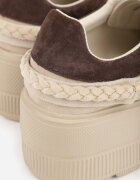 goodin Adidași bej din piele cu talpă groasă cu baretă împletită și ornament Chalessei