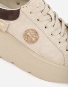 goodin Adidași bej din piele cu talpă groasă cu baretă împletită și ornament Chalessei