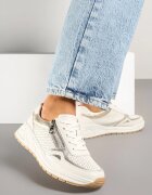 goodin Adidași Bej din Piele Naturală Decorați cu Perforații și Fermoar Amivessa