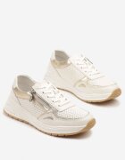 goodin Adidași Bej din Piele Naturală Decorați cu Perforații și Fermoar Amivessa