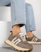 goodin Adidași bej închis din piele cu motiv geometric Melussea