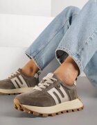goodin Adidași bej închis din piele cu motiv geometric Melussea