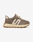goodin Adidași bej închis din piele cu motiv geometric Melussea