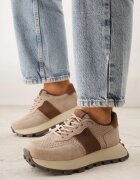 goodin Adidași bej închis din piele întoarsă naturală cu perforații pe talpă groasă Cezarisse