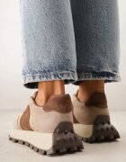 goodin Adidași bej închis din piele întoarsă naturală cu perforații pe talpă groasă Cezarisse
