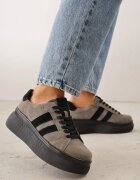 goodin Adidași bej închis din piele întoarsă naturală cu talpă groasă Tesolva