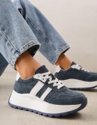 goodin Adidași bleumarin din piele cu talpă groasă Cezelina