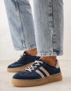 goodin Adidași bleumarin din piele întoarsă pe talpă de cauciuc reliefată cu curele Taralia