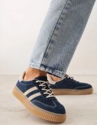 goodin Adidași bleumarin din piele întoarsă pe talpă de cauciuc reliefată cu curele Taralia