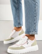 goodin Adidași din piele Alb-Verde în stil Streetwear Decorate cu fermoar Elearessa