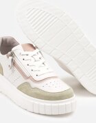 goodin Adidași din piele Alb-Verde în stil Streetwear Decorate cu fermoar Elearessa