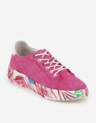 goodin Adidași Fucsia din Piele Naturală cu Perforații și Motiv cu Pene Riosinda