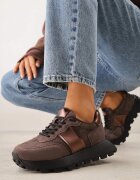 goodin Adidași Maro din Piele întoarsă naturală cu Perforații pe Talpă groasă Cezarisse