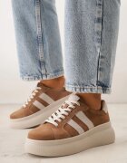 goodin Adidași Maro din Piele Întoarsă Naturală cu Talpă Groasă Tesolva