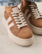 goodin Adidași Maro din Piele Întoarsă Naturală cu Talpă Groasă Tesolva