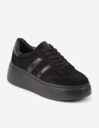 goodin Adidași Negri de Semilă cu Talpă Groasă cu Brant din Piele Riovessa