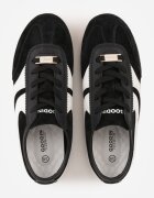 goodin Adidași Negri din velur în stilul tenisilor iconici Sorisana