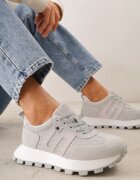 goodin Adidași verde deschis din piele întoarsă cu talpă groasă cu model geometric Zitula