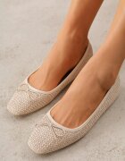 goodin Balerini împletiți cu talpă interioară din piele naturală și fundă Amipeilla Bej