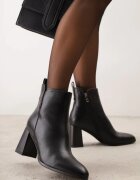goodin Botine clasice cu toc gros izolați cu cusătură decorativă Esterina Negre