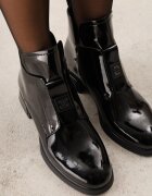 goodin Botine elegante din piele naturală lăcuită cu panou decorativ la limbă Presta Negre
