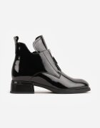goodin Botine elegante din piele naturală lăcuită cu panou decorativ la limbă Presta Negre