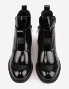 goodin Botine elegante din piele naturală lăcuită cu panou decorativ la limbă Presta Negre