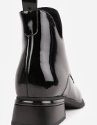 goodin Botine elegante din piele naturală lăcuită cu panou decorativ la limbă Presta Negre