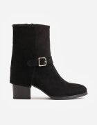 goodin Botine elegante pe toc gros cu carâmb stratificat și curea cu cataramă Edossa Negre