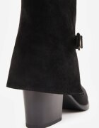 goodin Botine elegante pe toc gros cu carâmb stratificat și curea cu cataramă Edossa Negre