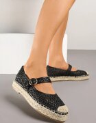 goodin Espadrile Negre cu Cataramă pe Talpă Împletită cu Branț din Piele Eradellea