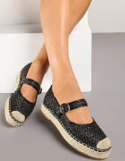 goodin Espadrile Negre cu Cataramă pe Talpă Împletită cu Branț din Piele Eradellea