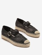 goodin Espadrile Negre cu Cataramă pe Talpă Împletită cu Branț din Piele Eradellea