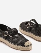 goodin Espadrile Negre cu Cataramă pe Talpă Împletită cu Branț din Piele Eradellea