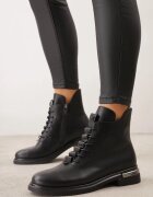 goodin Ghete din piele cu ornament metalic și șireturi ascunse Issaki Negre
