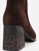 goodin Ghete din piele întoarsă cu toc animal print leopard decorate cu aplicație metalică Opandes Maro